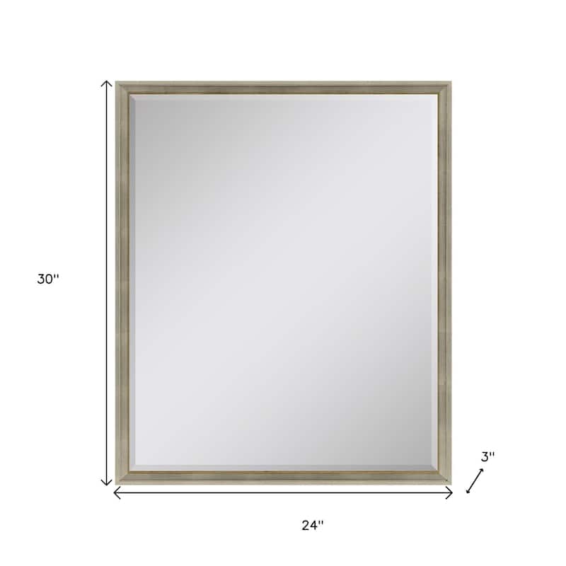HomeRoots 30" Silver Wood Accent Mirror - 24.00 in. x 30.00 in. x 3.00 in.