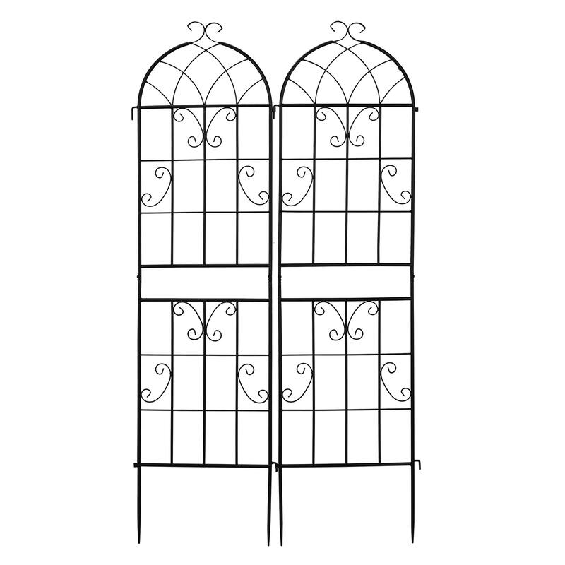 2-Pack Garden Trellis Black Iron 16x61" with Arched Top for Roses Flowers and Vegetable Plants - (16 x 61)" (W x H)