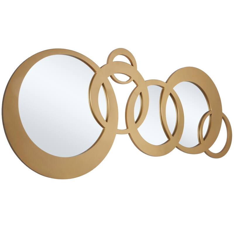 Wooden Geometric Circles Wall Mirror - Gold - Roche River Decor - 1"W x 56"L x 23"H