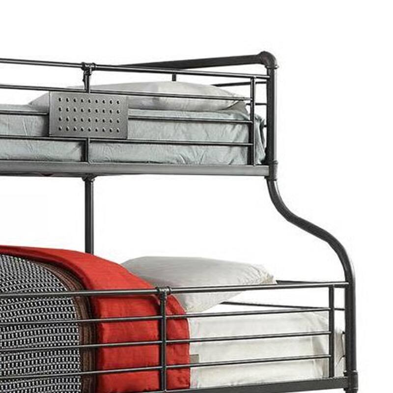 Oggy 3 Tier Twin over Full over Queen Triple Bunk Bed, Black Metal
