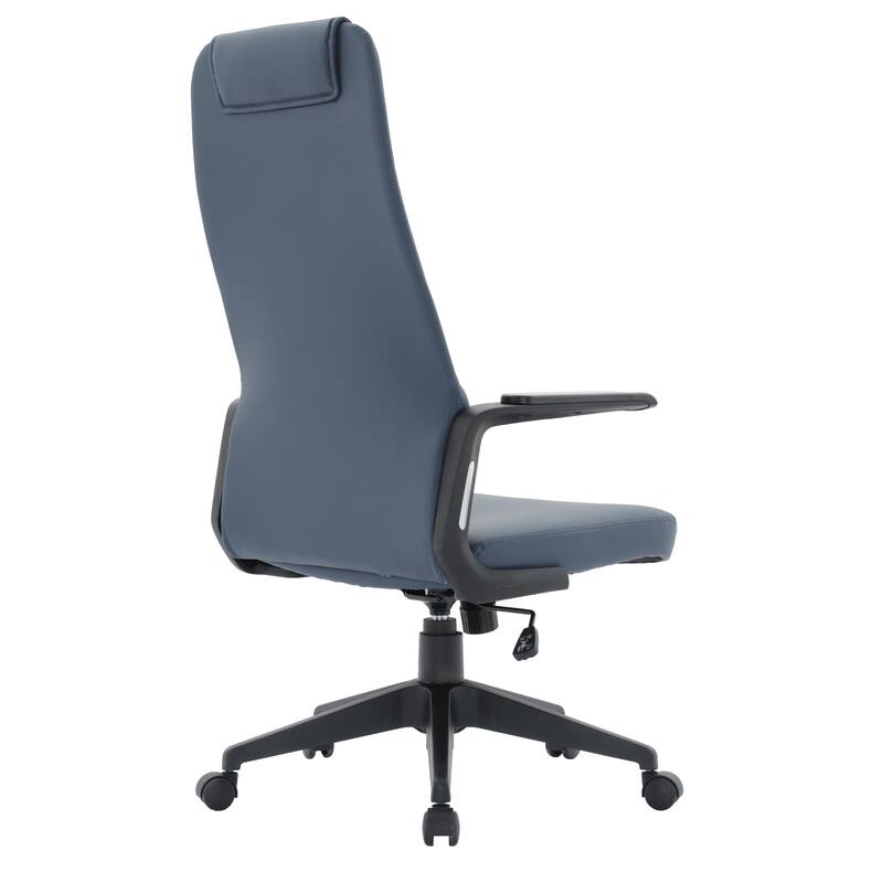 Nexa Ergonomic Leather/Polyester High-Back Office Chair with Padded Headrest, Adjustable Height, Swivel, and Smooth Casters