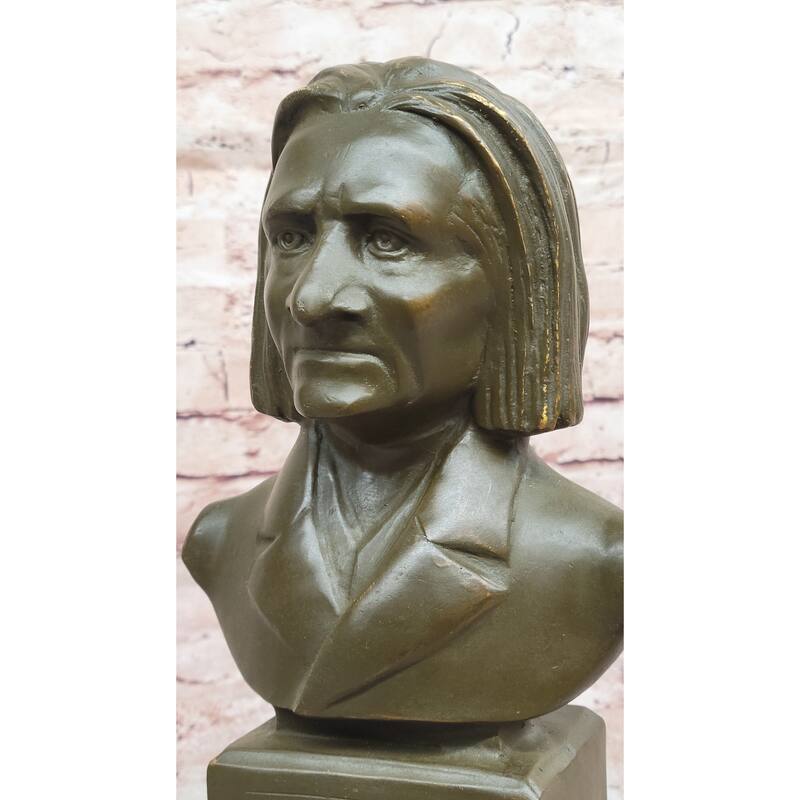 Franz Liszt Bronze Bust – Hungarian Composer Statue On Marble Base