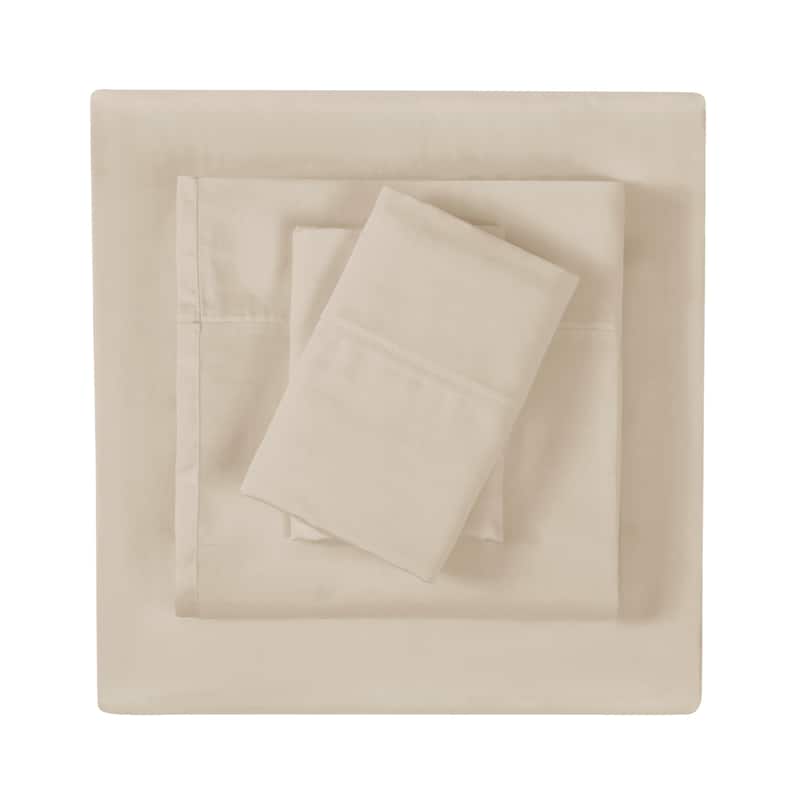 Vince Camuto Solid 400TC Percale 4 Piece Sheet Set - Khaki - Twin