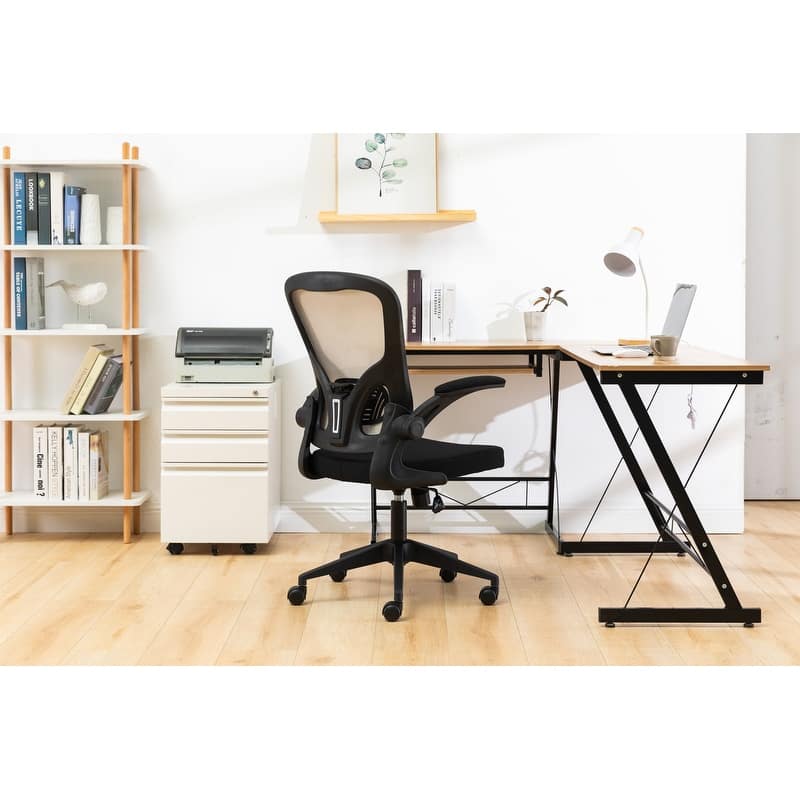 Newton Modern Mid-Back Mesh Office Chair with Flip-Up Arms, Adjustable Height, Tilt Lock, Swivel Wheels Desk Chair