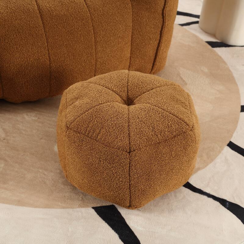 Modern Chenille Bean Bag Chair with Ottoman, Set of 1