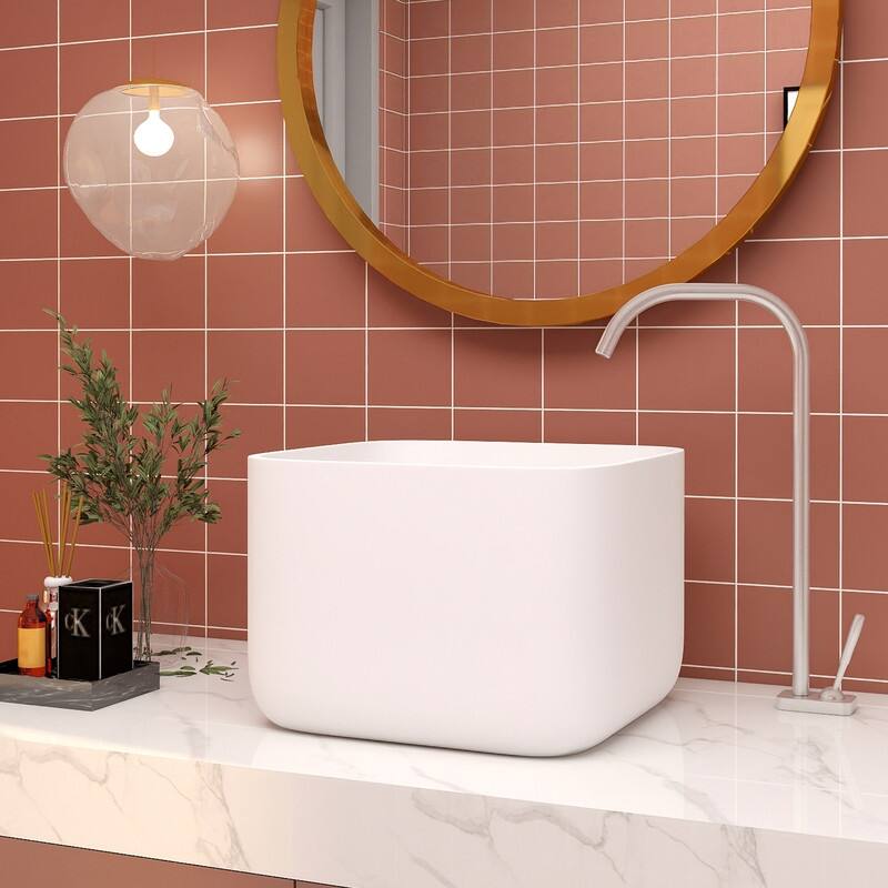 Alvana 16'' Soild Surface Square Bathroom Sink - 16inches