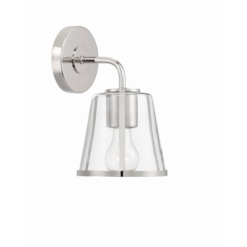 Fulton 1 Light Polished Nickel Bathroom Vanity - 6.25"W x 10.25"H x 7.25"D - 6.25"W x 10.25"H x 7.25"D