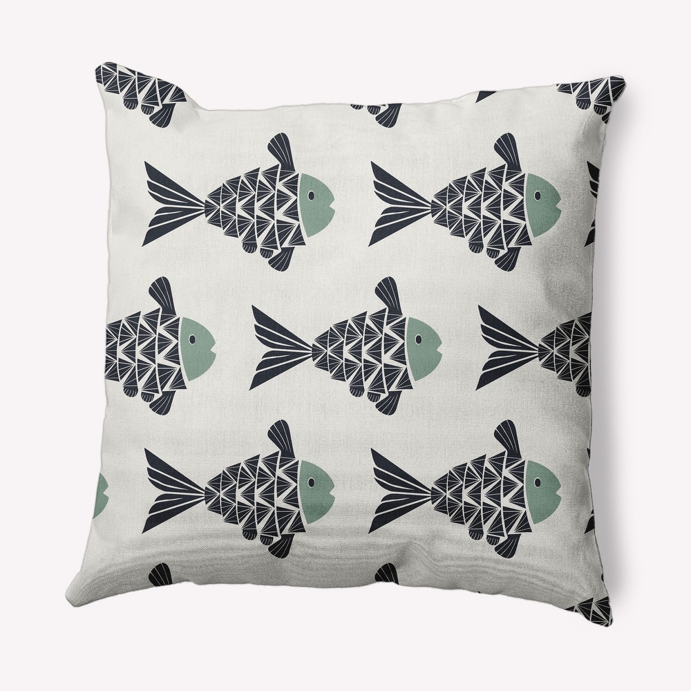 Fish Tales Nautical Indoor/Outdoor Throw Pillow