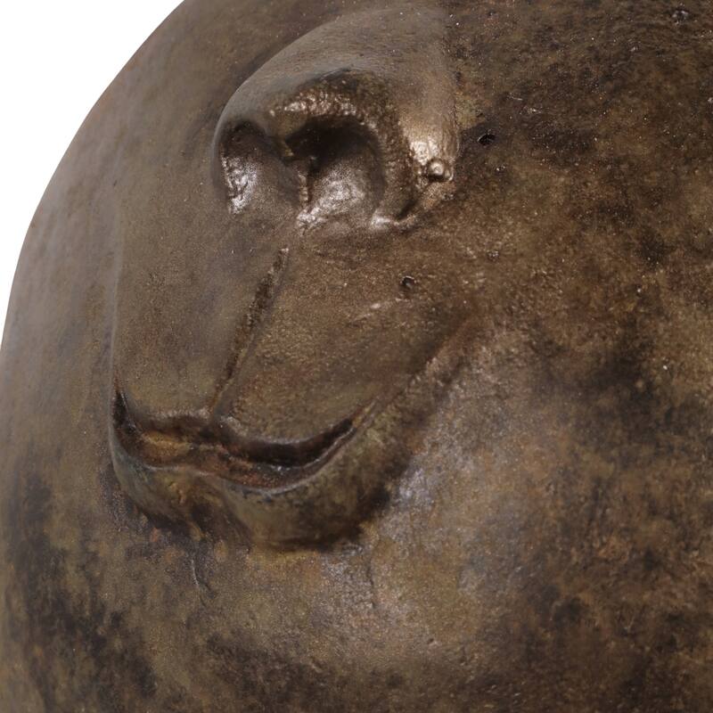 Decorative Smiley Head on Pedestal Sculpture