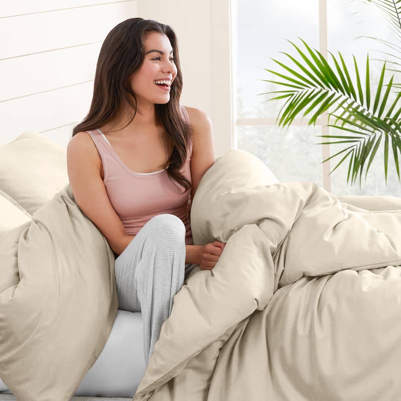 Bare Home Cotton Flannel Duvet Cover and Sham Set