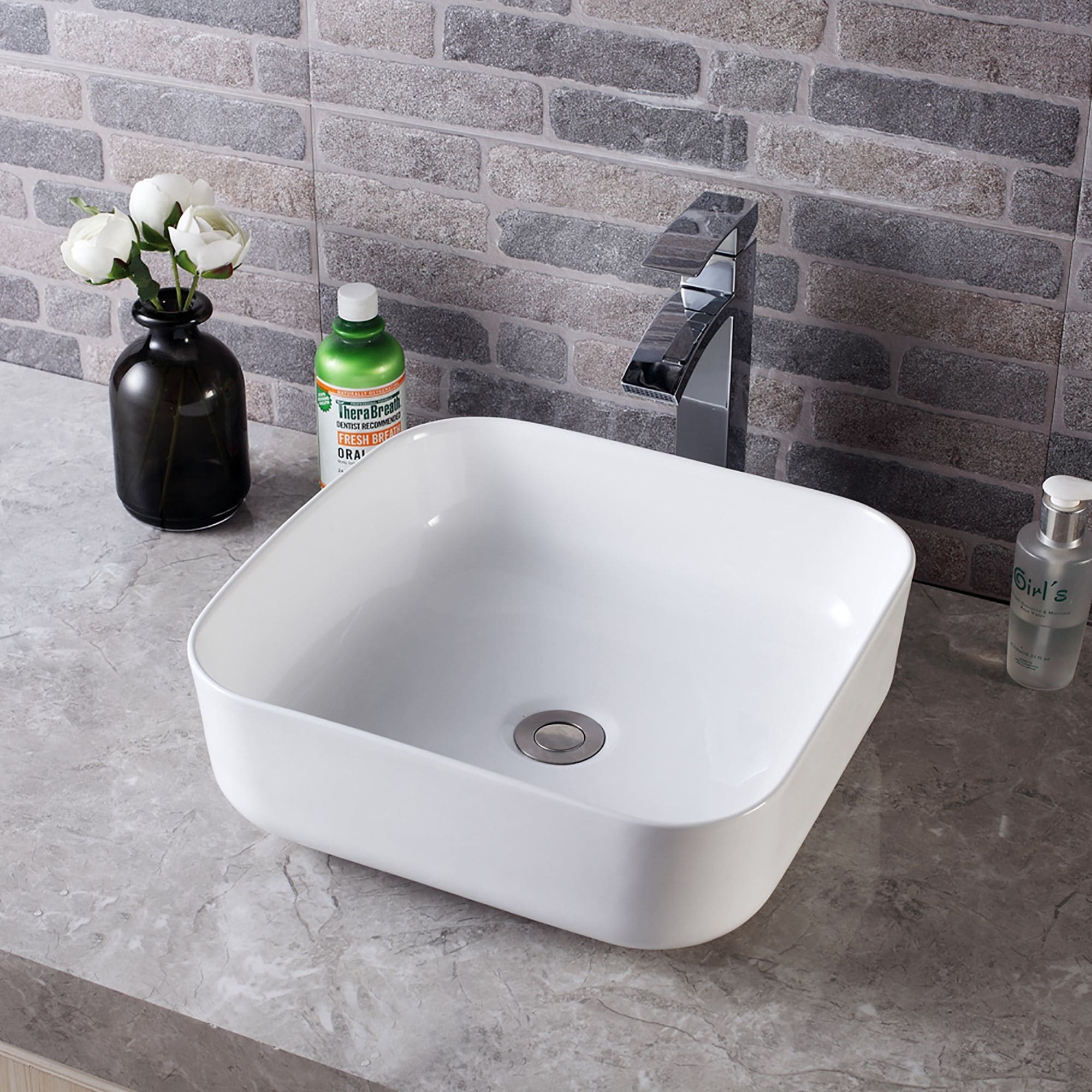 White Ceramic Rectangular Vessel Bathroom Sink Overstock 31636496