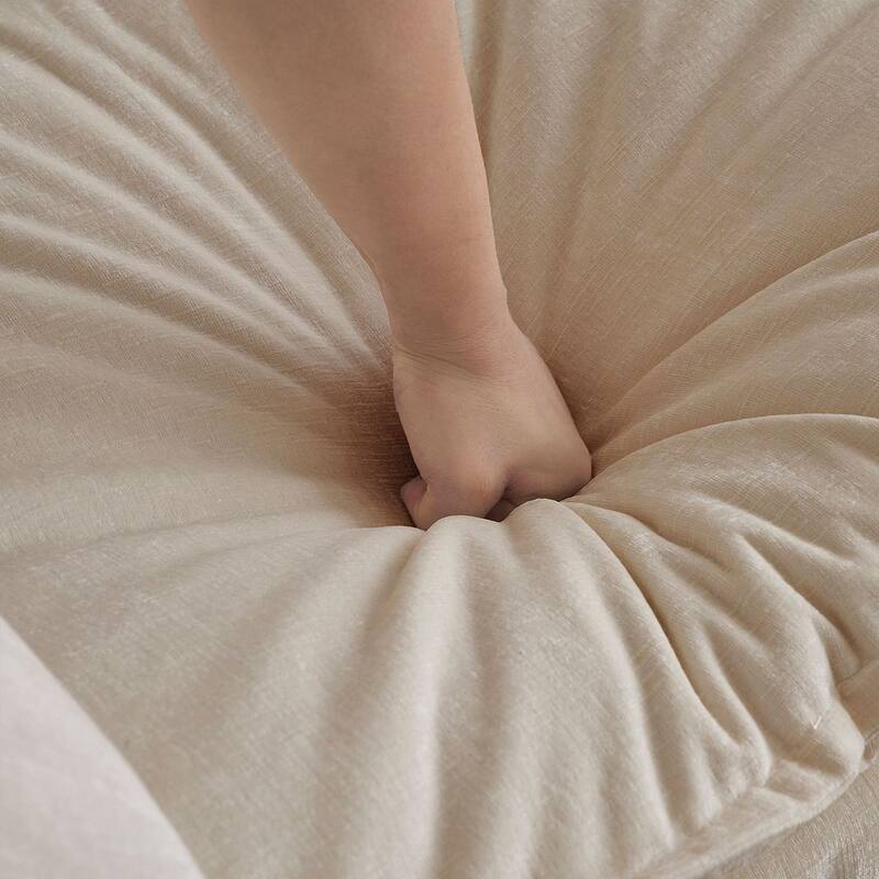 Beige Chenille Modular 3 Seat Sofa with Removable Cushions - 111"L