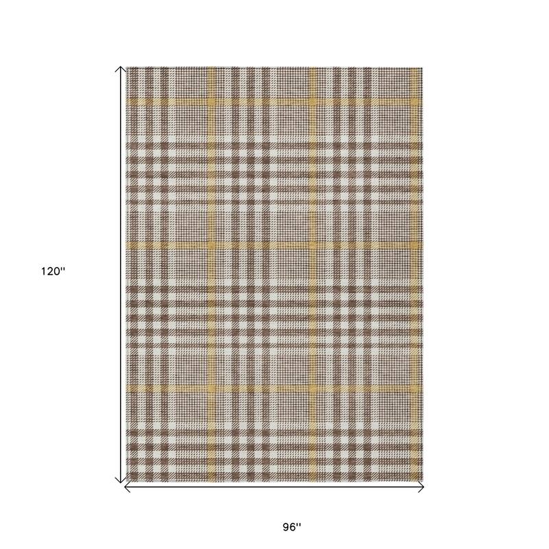 HomeRoots Plaid Transitional Rectangle Outdoor Rug