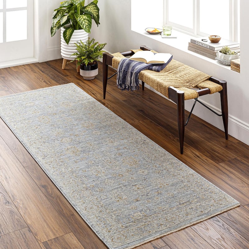 Livabliss Traditional Avant Garde Medallion Area Rug - 2'7" x 10' - Pale Blue