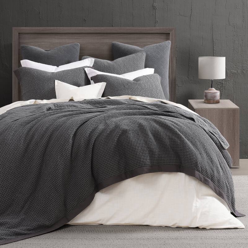 HiEnd Accents Stonewashed Cotton Waffle Weave Traditional Bedding 3 Piece Duvet Cover Set