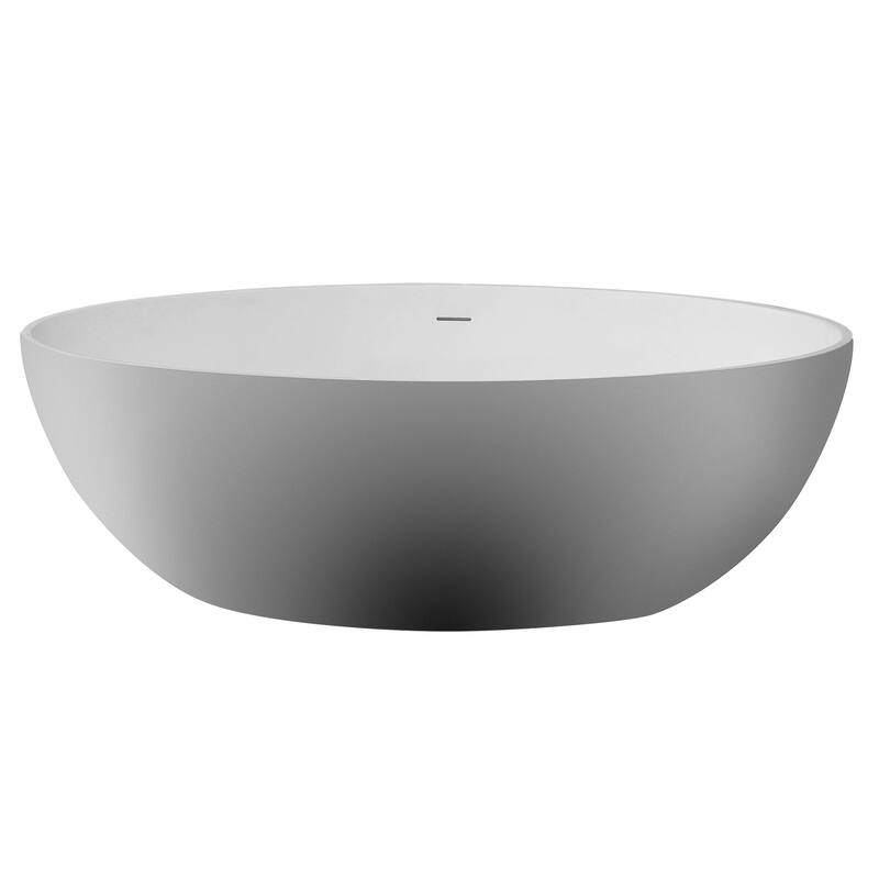 ALFI brand AB9941 67" White Oval Solid Surface Smooth Resin Soaking Bathtub