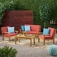 preview thumbnail 1 of 8, Peyton 4-piece Outdoor Wooden Chat Set by Christopher Knight Home Red