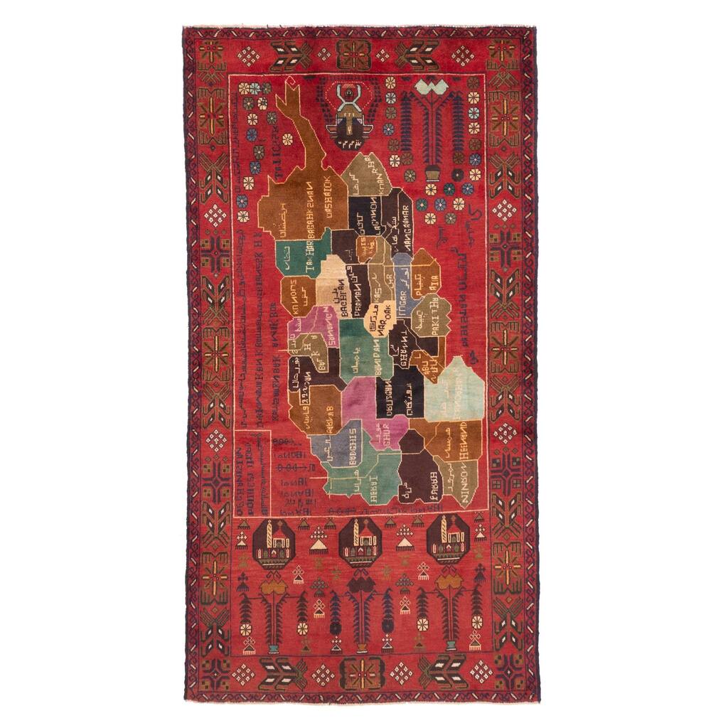 ECARPETGALLERY Hand-knotted Teimani Red Wool Rug - 3'7 x 6'4