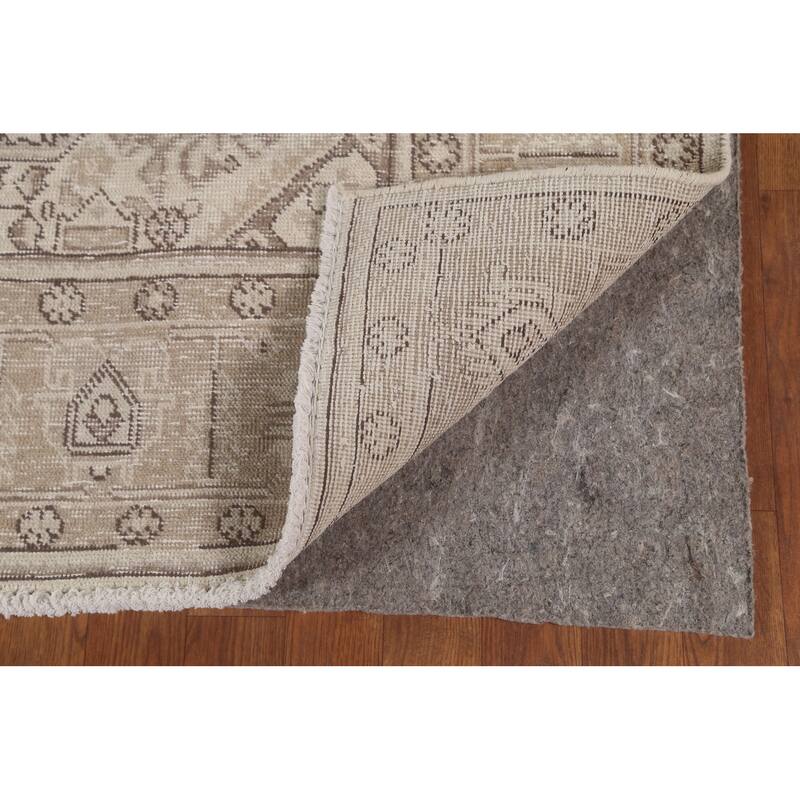 Distressed Geometric Tabriz Persian Antique Rug Handmade Wool Carpet - 6'4"x 9'5"