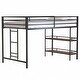 preview thumbnail 17 of 16, twin loft bunk black with Cinnamon wood shelf