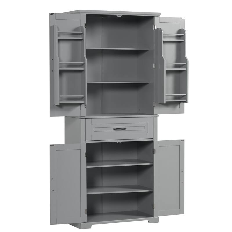 Tall Bathroom Storage Cabinet with Drawer and Adjustable Shelf, Waterproof Pantry Cabinet with Door Racks