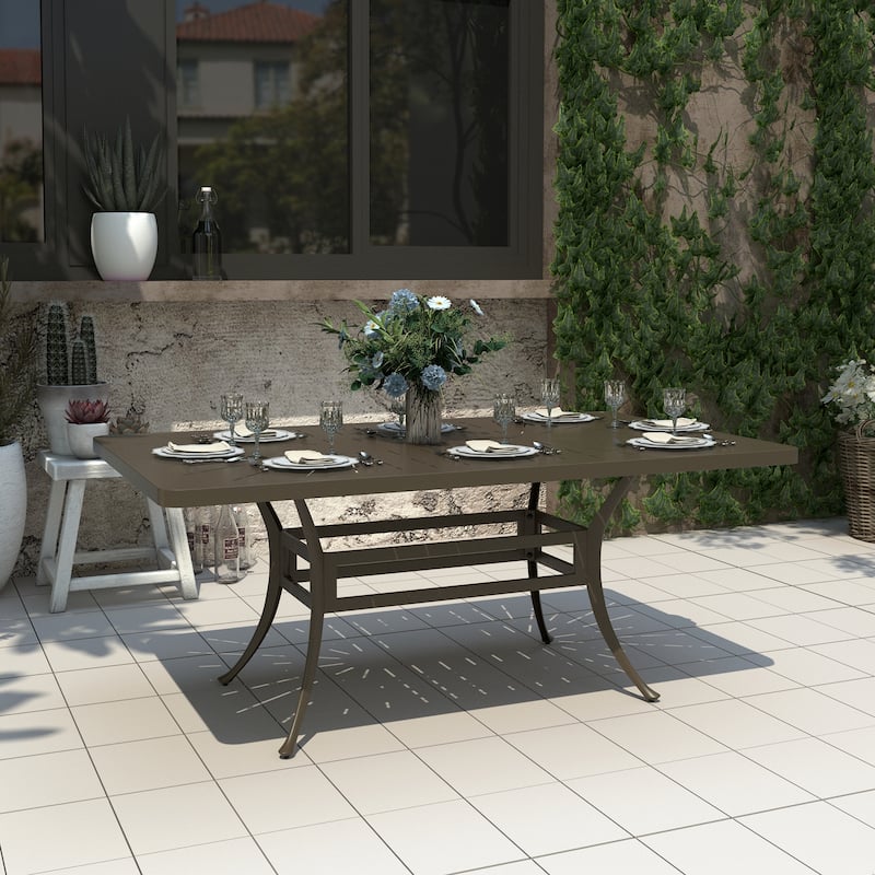 72" Cast Aluminum Rectangular Dining Table with Umbrella Hole