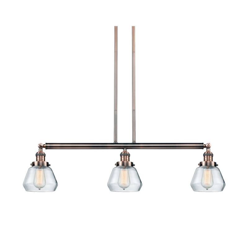 Innovations Lighting Fulton 3 Light 39" Wide Linear Chandelier - Antique Copper / Clear