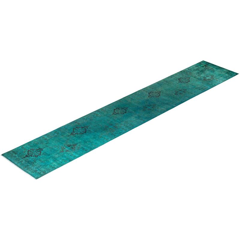 Contemporary Overdyed Wool Hand Knotted Runner - 2' 6" x 13' 10"