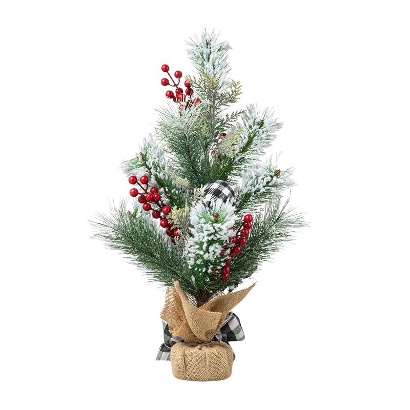 Glitzhome 20"H Christmas Floral Table Tree Decor