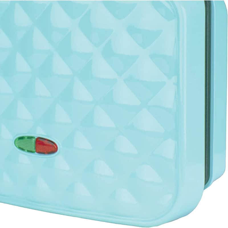 Non-Stick Dual Waffle Maker in Light Teal with Indicator Lights