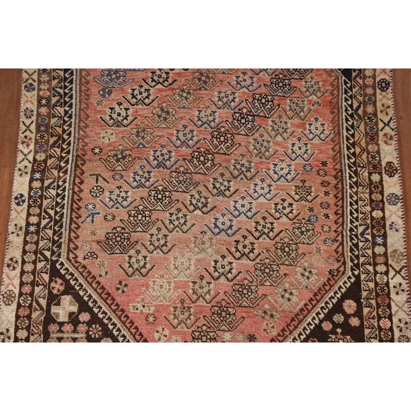 Vegetable Dye Shiraz Persian Antique Area Rug Hand-knotted Wool Carpet - 4'10"x 7'7"