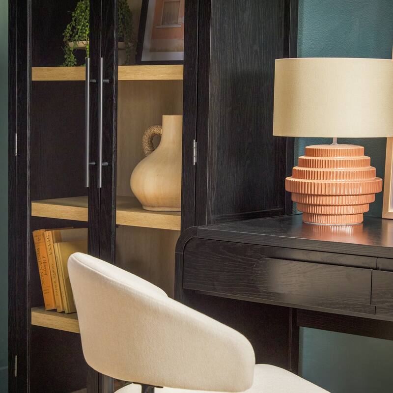 Middlebrook 3-Piece Set Writing Desk with 2 Glass Bookcases