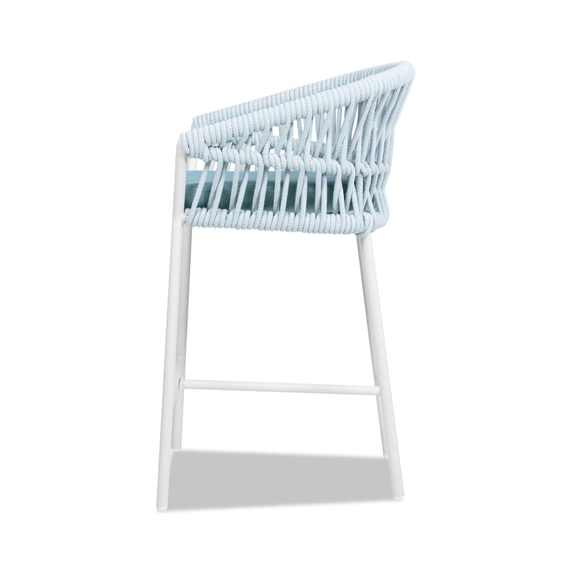 Maiden 27" Woven Rope Upholstered Patio Counter Stools (Set of 2)
