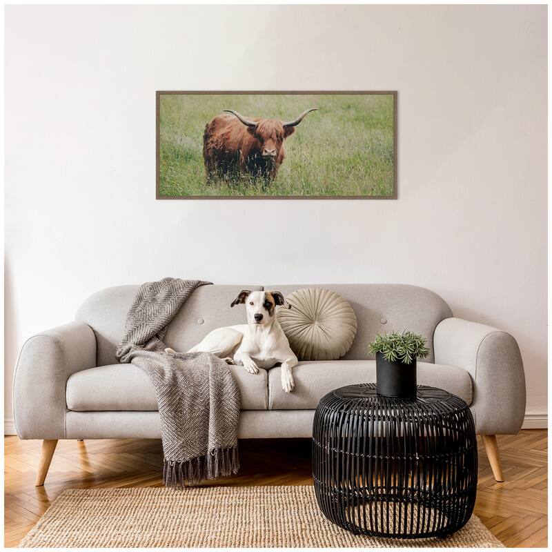 Kate and Laurel Highland Cow I by Laura Evans Framed Canvas Wall Art Print