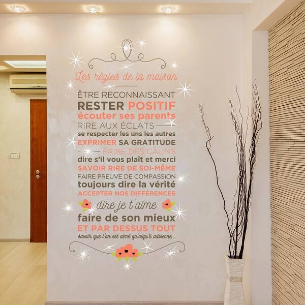 Shop Walplus French Floral Quote Wall Sticker Decal Decor Swarovski Crystal Overstock 31770439