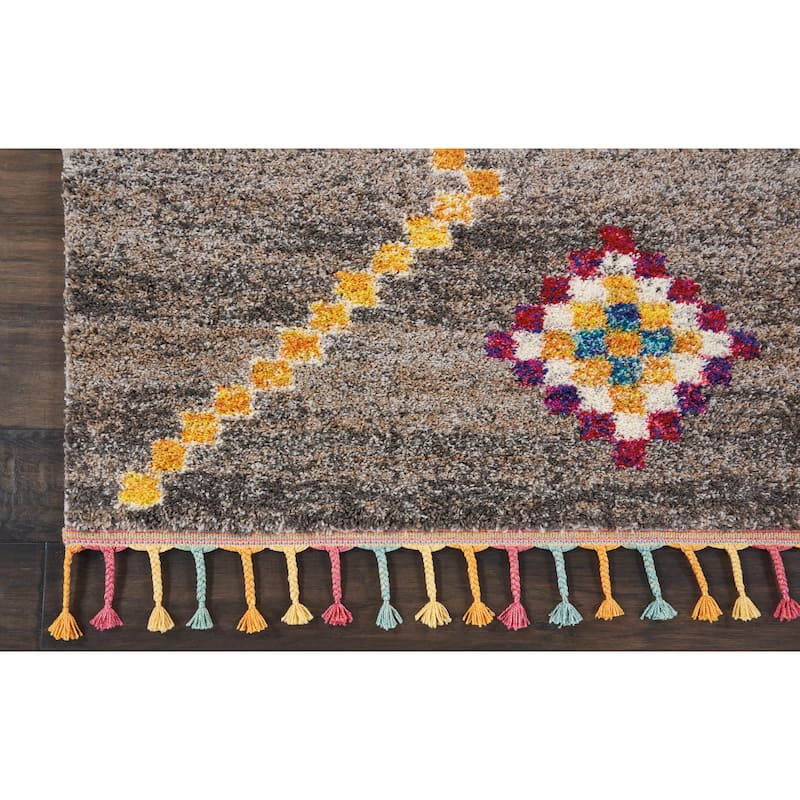Nourison Moroccan Casbah Boho Geometric Tassel Area Rug