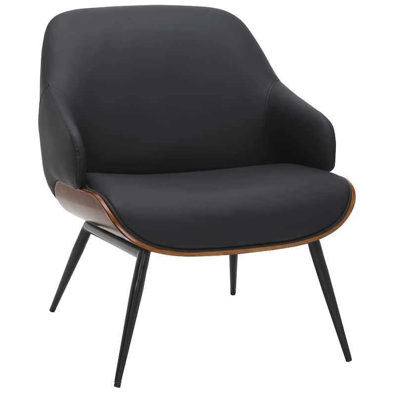 Contemporary Faux Leather and Metal Accent Chair - Black