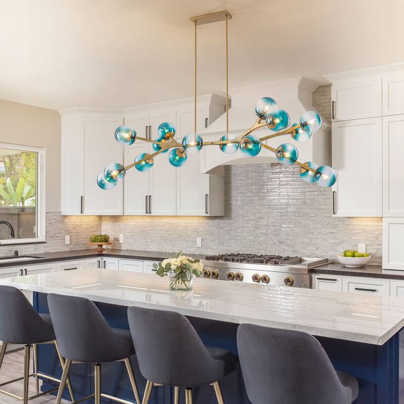 18 - Light Modern Dimmable Bubble Sputnik Linear Globe Chandelier - W68.11"