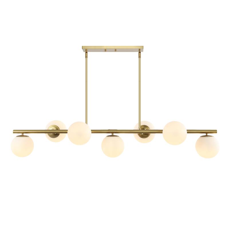 Luca Parisian 53" 7-Light Modern Glam Iron Globe Linear LED Pendant by JONATHAN Y