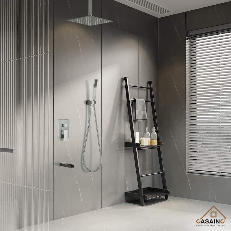 3-Function 12-In Wall Mounted Shower System - Brushed Nickel