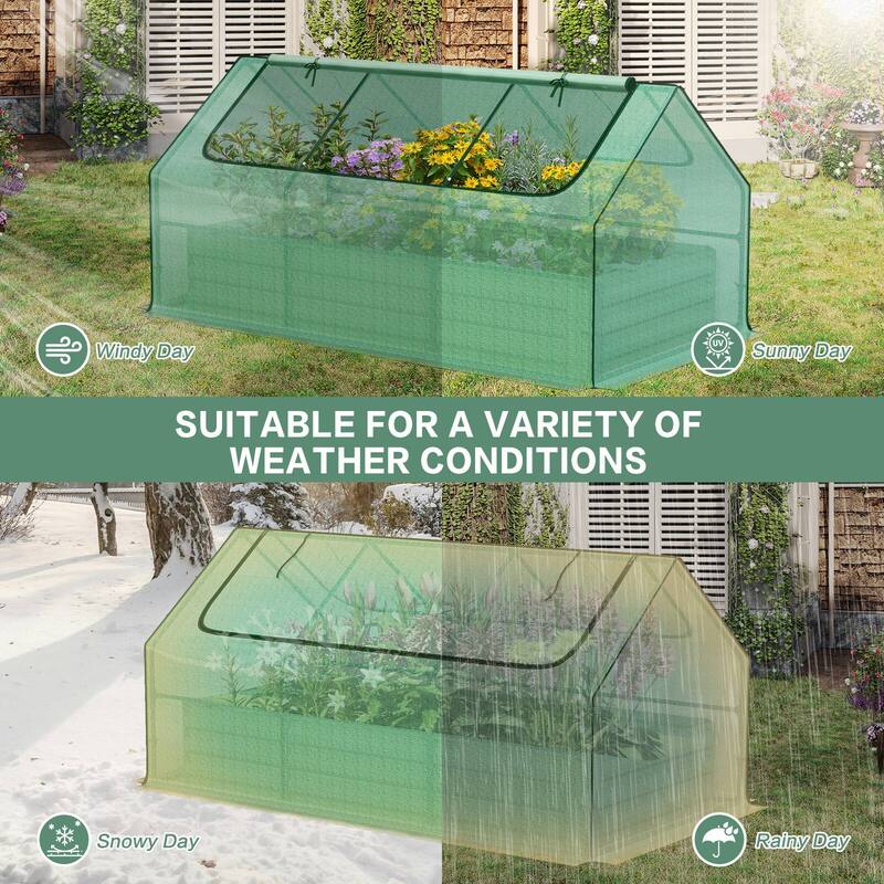 Aoodor Outdoor Raised Garden Bed 6' x 3' x 1' Reinforced Galvanized Steel Planter Box