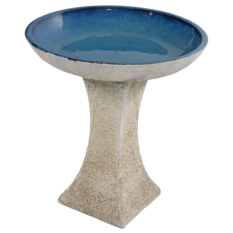 Sunnydaze Nantes Outdoor Ceramic Bird Bath - 16" H