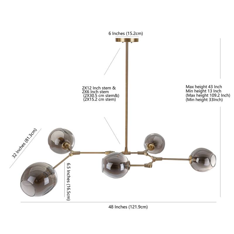 SAFAVIEH Lighting Corbett 5-light Edison Bulb Greige Pendant - 53.5"x32"x45"