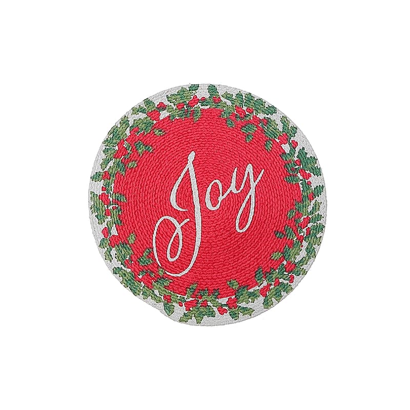 Christmas Printed Round Cotton Rope Placemat Joy - Set of 12
