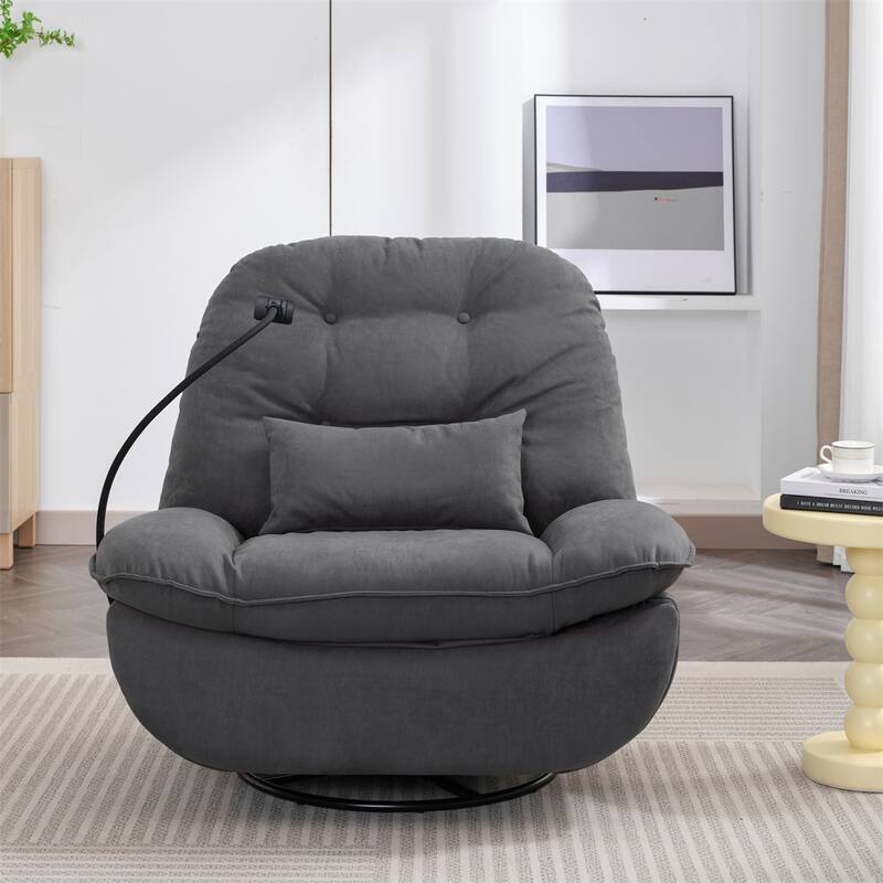Power Recliner Swivel Glider USB Charger with Bluetooth Music Player - Grey