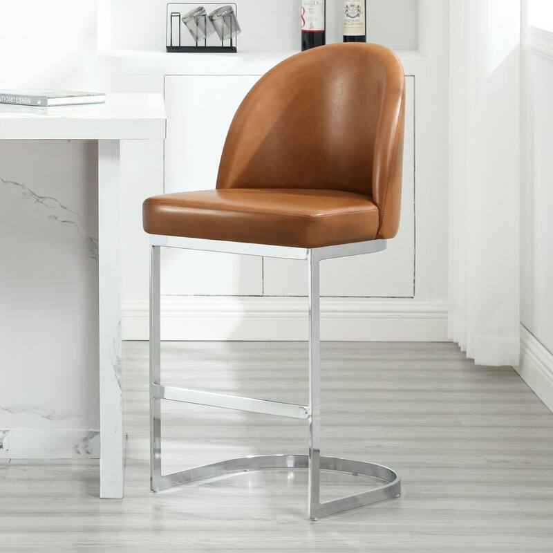 26" Upholstered Counter Stool/ Bar Stools with Metal Legs - 38.8"H x 17.9"W x 20.9"D