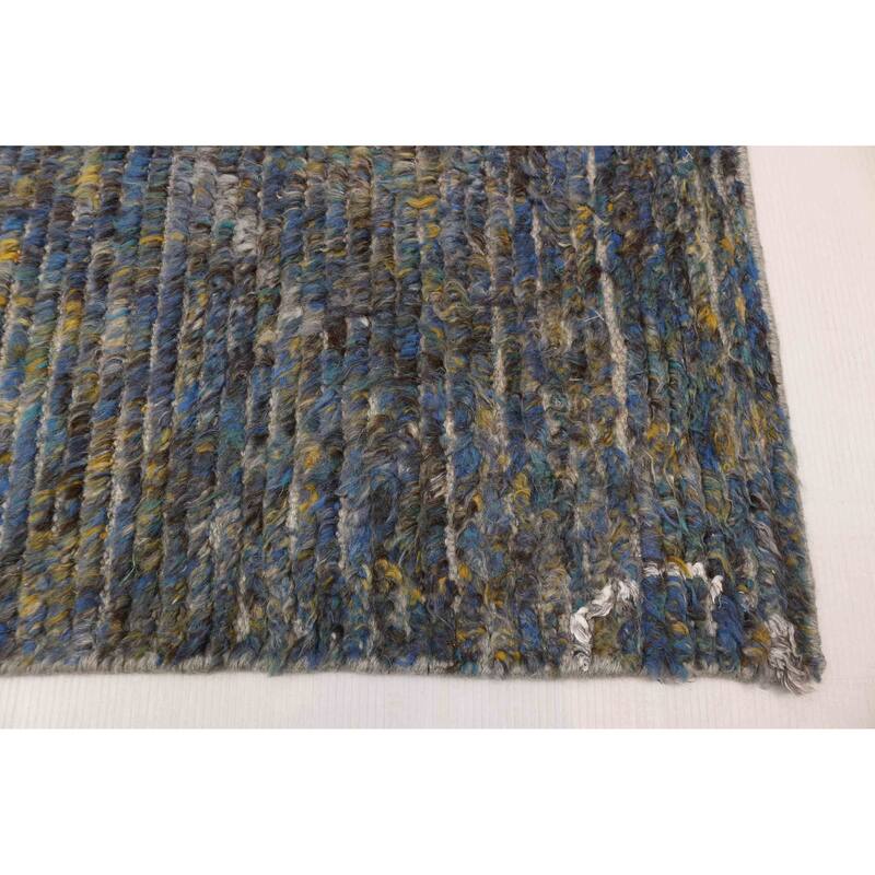 ECARPETGALLERY Hand-knotted Tangier Blue Wool Rug - 8'0 x 10'1