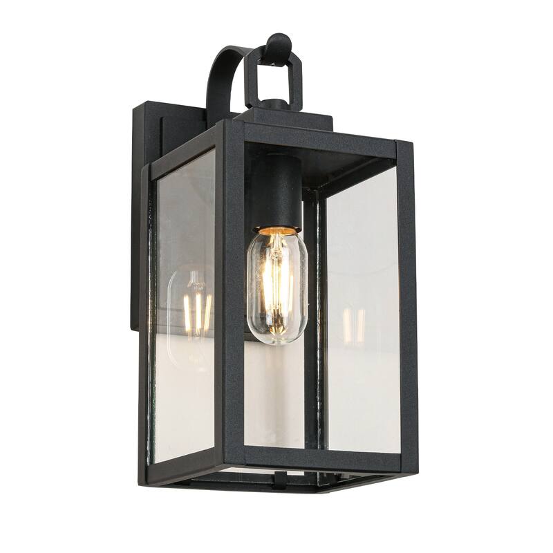 13.5'' Black Clear Glass Sconce Outdoor Integrated LED Wall Light