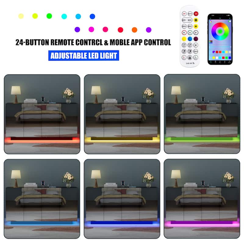 LED Illuminated Mirror 4 Doors Cabinet Modern Smart Storage Cabinet
