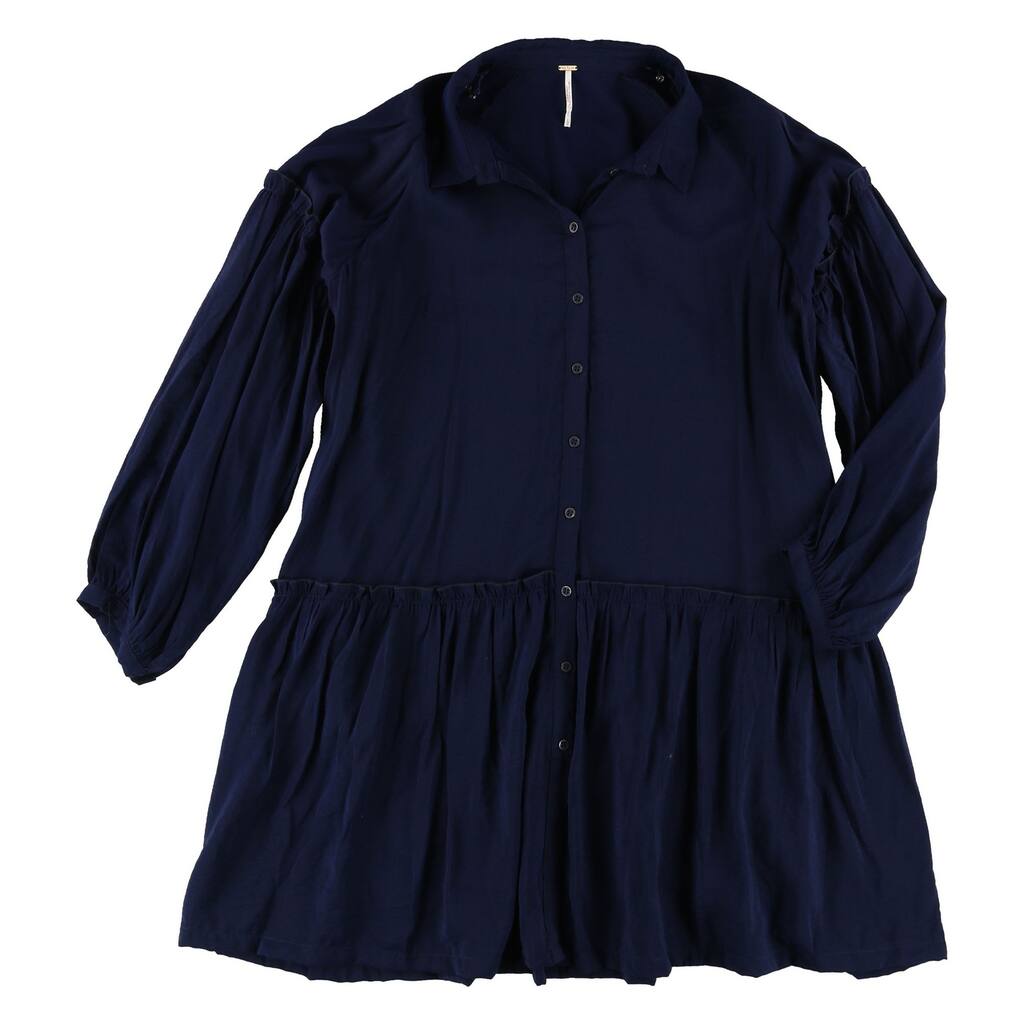 Free People Womens Shirt Drop Waist Dress,, Blue, Medium